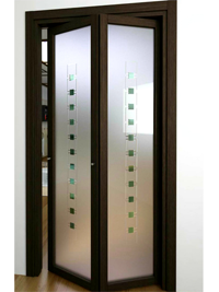 Складные двери гармошка с матовым стеклом Северск